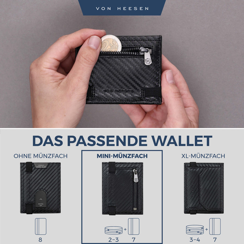 Slim Wallet mit RFID-Schutz, 5 Kartenfächer und Mini-Münzfach