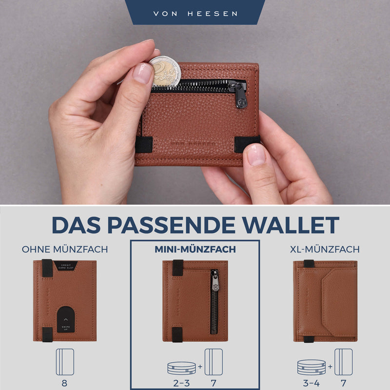 Slim Wallet mit RFID-Schutz, 5 Kartenfächer und Mini-Münzfach
