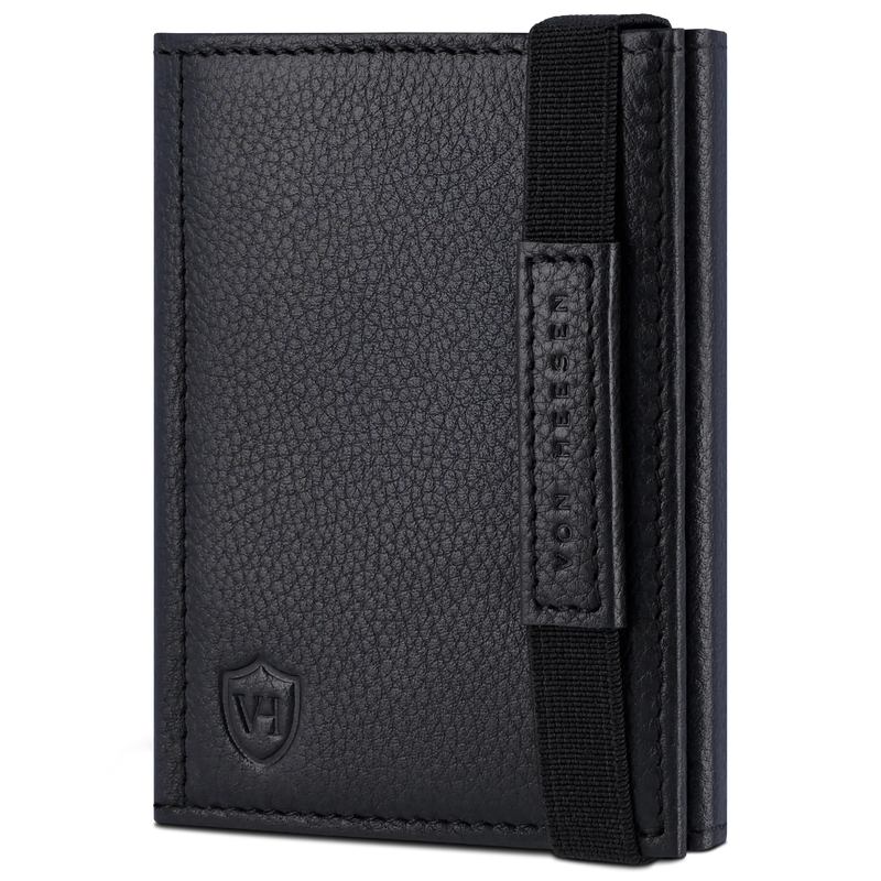 Slim Wallet mit RFID-Schutz, 7 Kartenfächer & Mini-Münzfach (Genarbt)