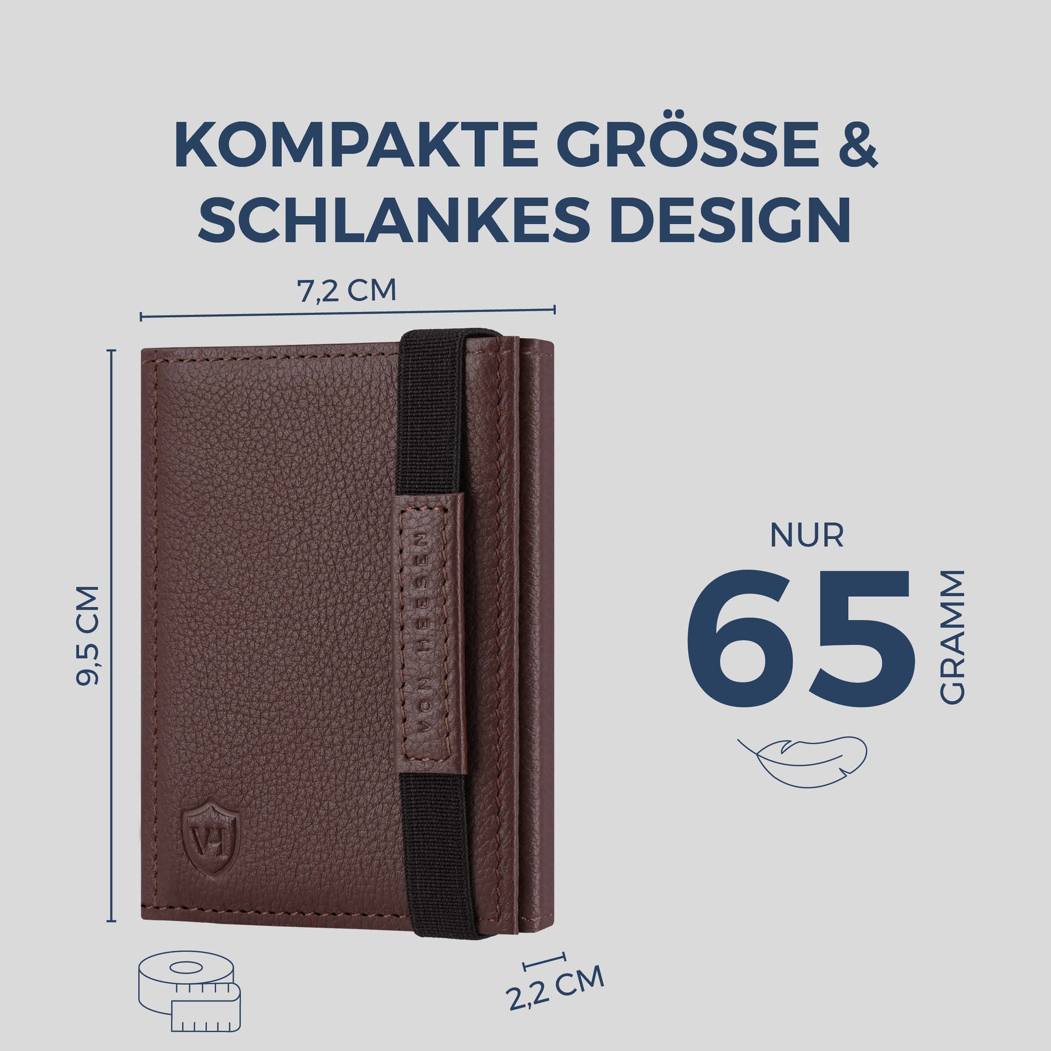 Slim Wallet mit RFID-Schutz, 7 Kartenfächer & Mini-Münzfach (Genarbt)