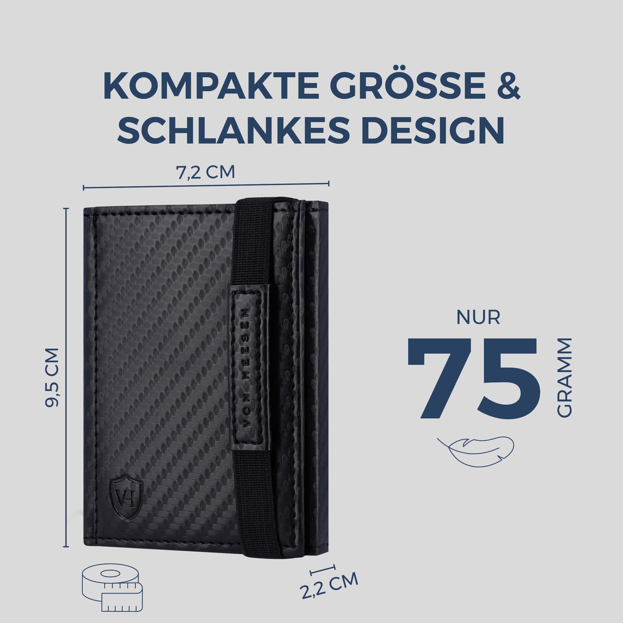 Slim Wallet mit RFID-Schutz, 7 Kartenfächer & Mini-Münzfach (Carbon)