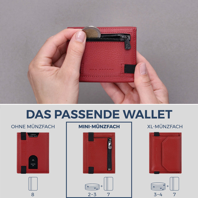 Slim Wallet mit RFID-Schutz, 7 Kartenfächer & Mini-Münzfach (Genarbt)