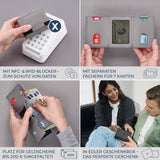 Slim Wallet mit RFID-Schutz, 7 Kartenfächer & Mini-Münzfach (Genarbt)