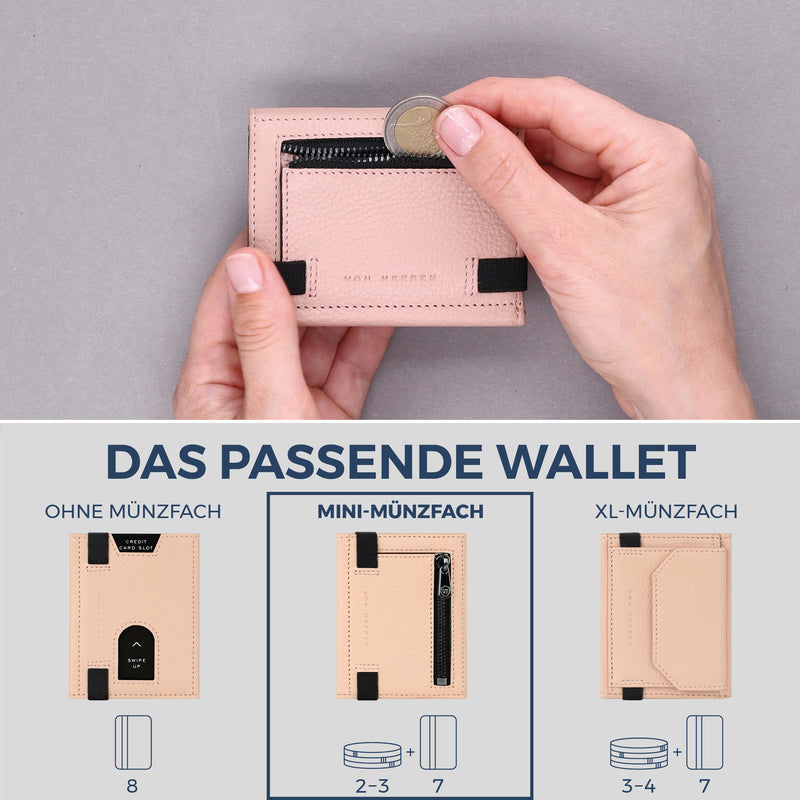 Slim Wallet mit RFID-Schutz, 7 Kartenfächer & Mini-Münzfach (Genarbt)
