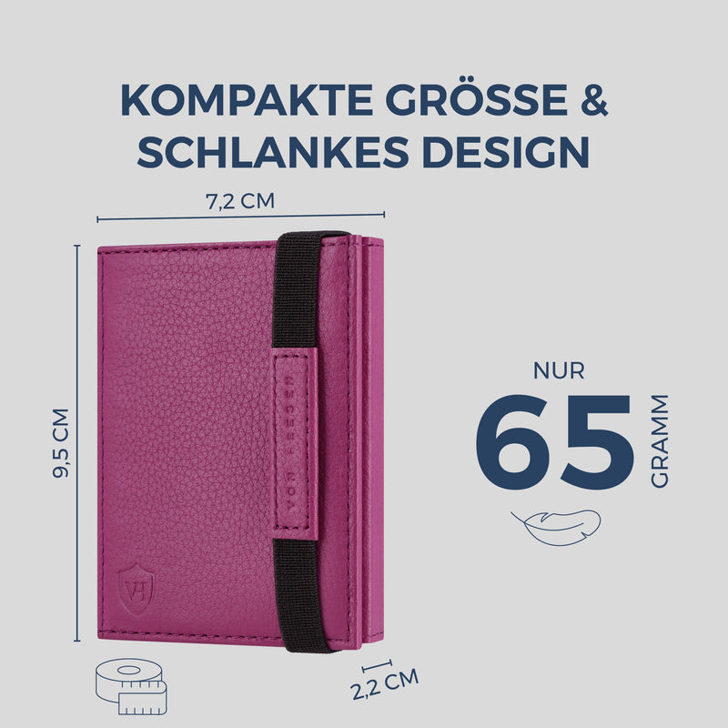 Slim Wallet mit RFID-Schutz, 7 Kartenfächer & Mini-Münzfach (Genarbt)