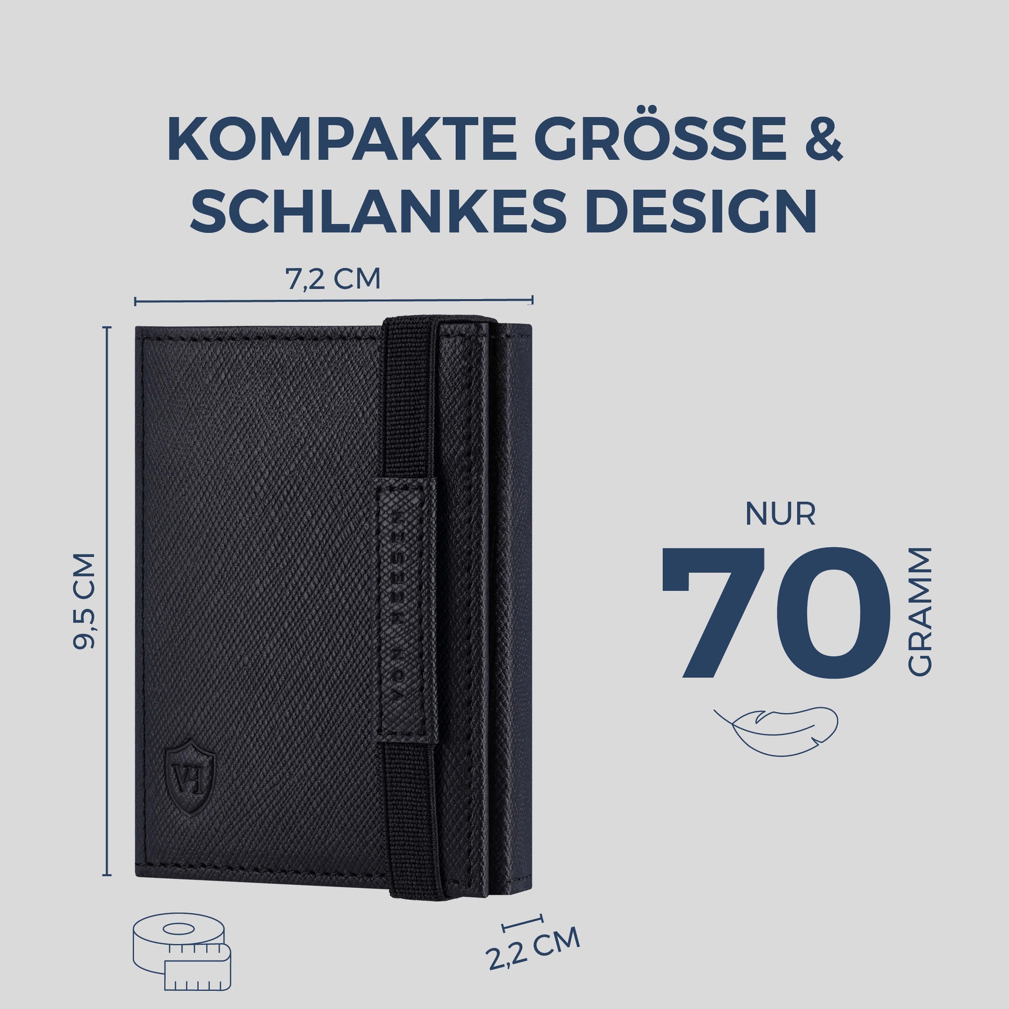 Slim Wallet mit RFID-Schutz, 7 Kartenfächer & Mini-Münzfach (Saffiano)