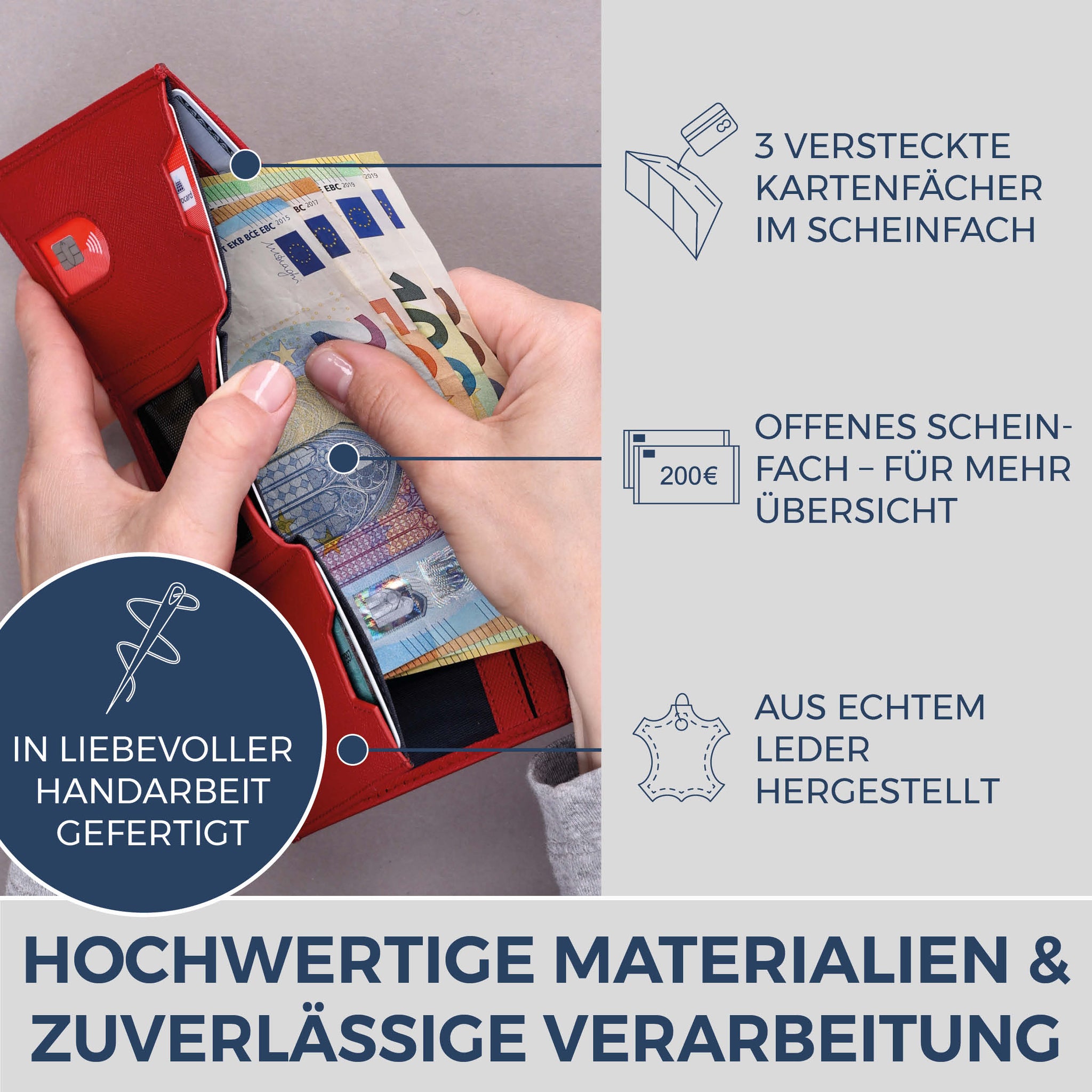 Slim Wallet mit RFID-Schutz, 7 Kartenfächer & Mini-Münzfach (Saffiano)