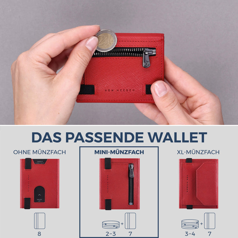 Slim Wallet mit RFID-Schutz, 7 Kartenfächer & Mini-Münzfach (Saffiano)