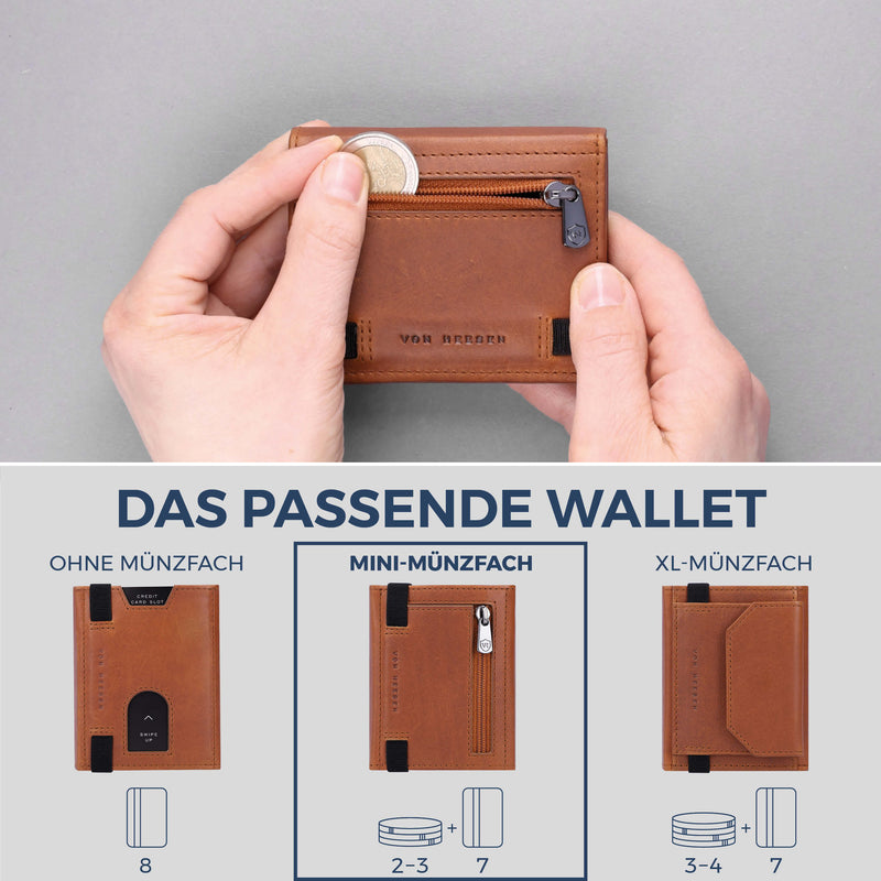 Slim Wallet mit RFID-Schutz, 7 Kartenfächer & Mini-Münzfach (Waxy)
