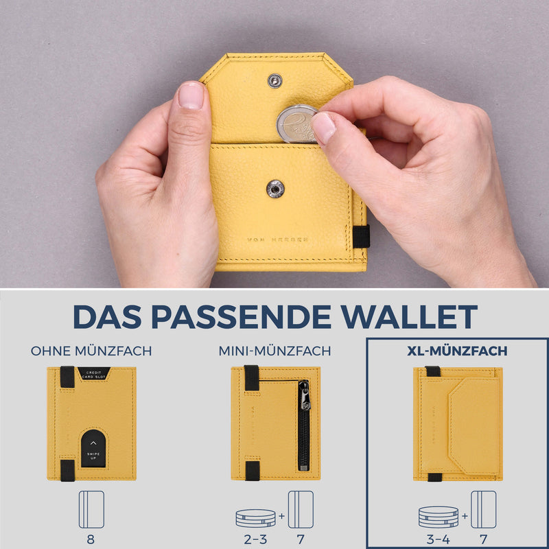 Slim Wallet mit RFID-Schutz, 7 Kartenfächer & XL-Münzfach (Genarbt)