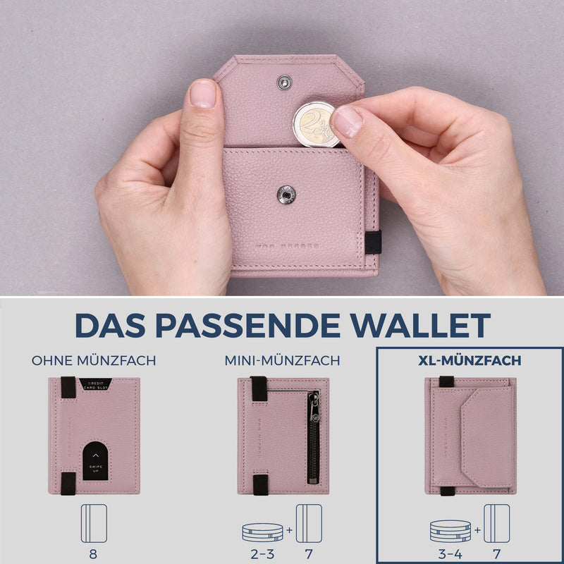 Slim Wallet mit RFID-Schutz, 7 Kartenfächer & XL-Münzfach (Genarbt)