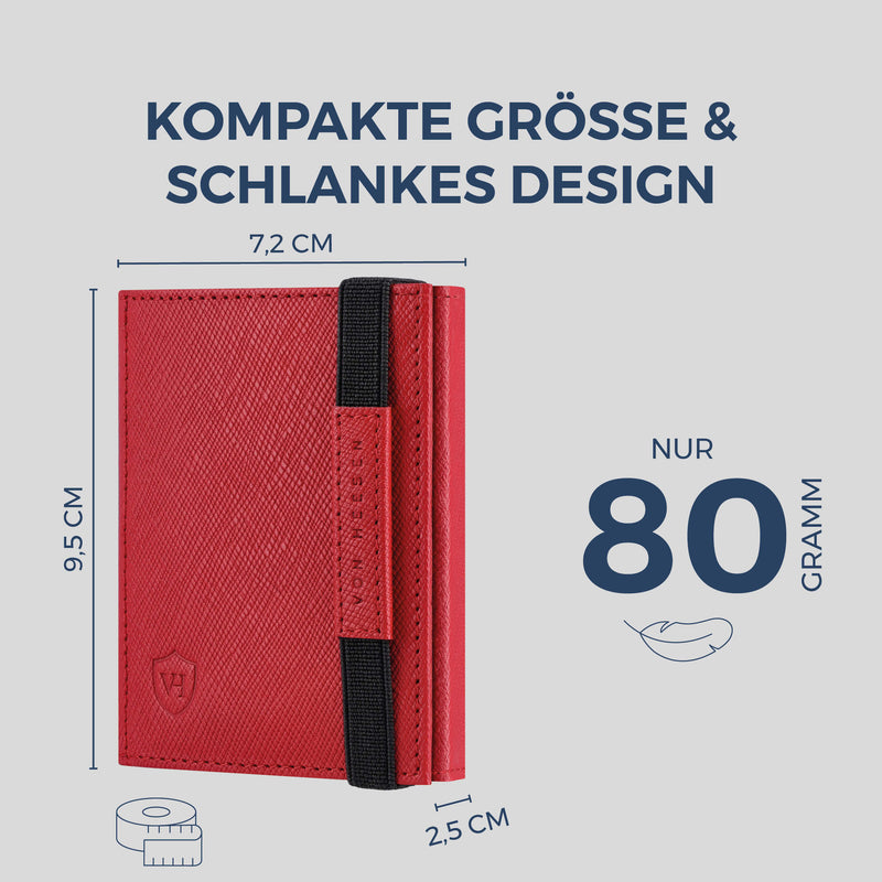 Slim Wallet mit RFID-Schutz, 7 Kartenfächer & XL-Münzfach (Saffiano)