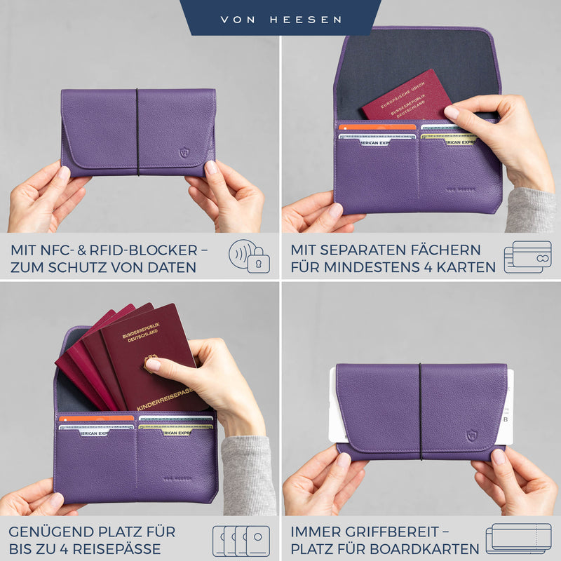 Reisepasshülle mit RFID-Schutz und 4 Kartenfächer