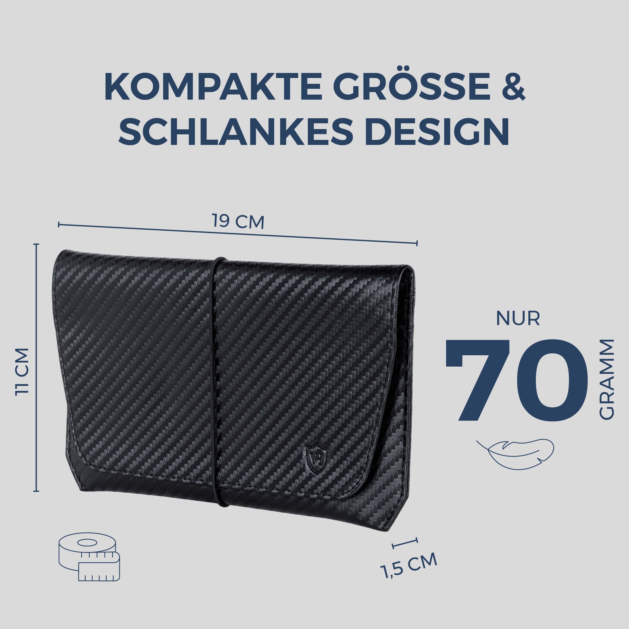 Reisepasshülle mit RFID-Schutz & 4 Kartenfächer (Carbon)