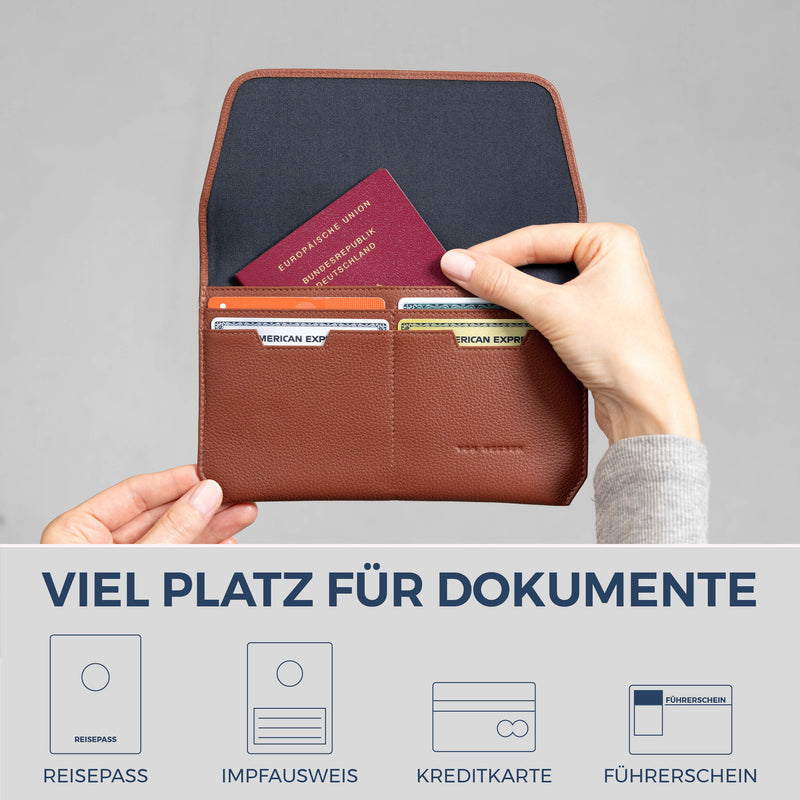 Reisepasshülle mit RFID-Schutz & 4 Kartenfächer (Genarbt)