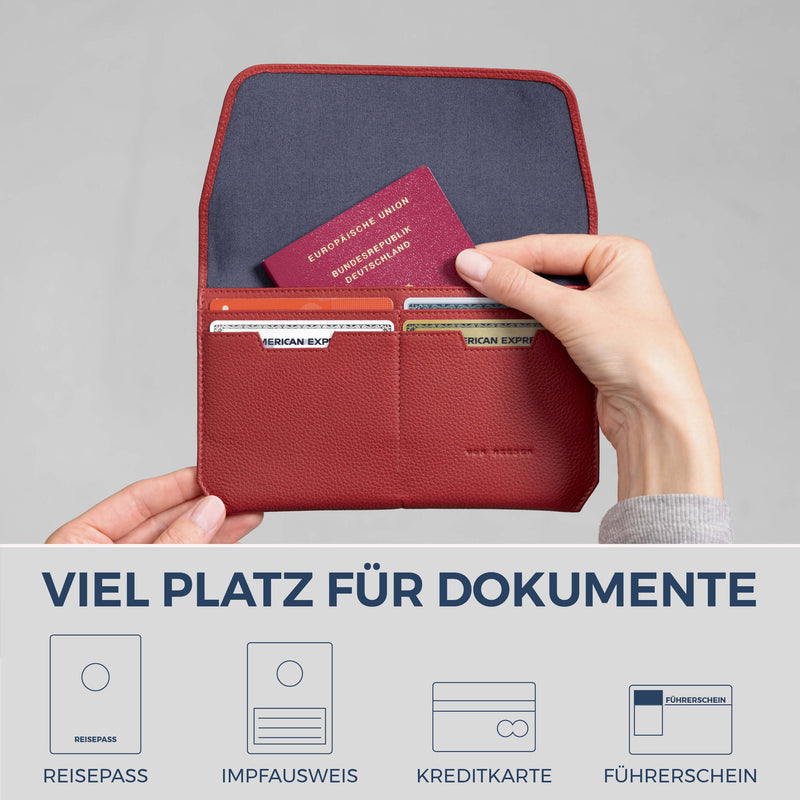 Reisepasshülle mit RFID-Schutz & 4 Kartenfächer (Genarbt)