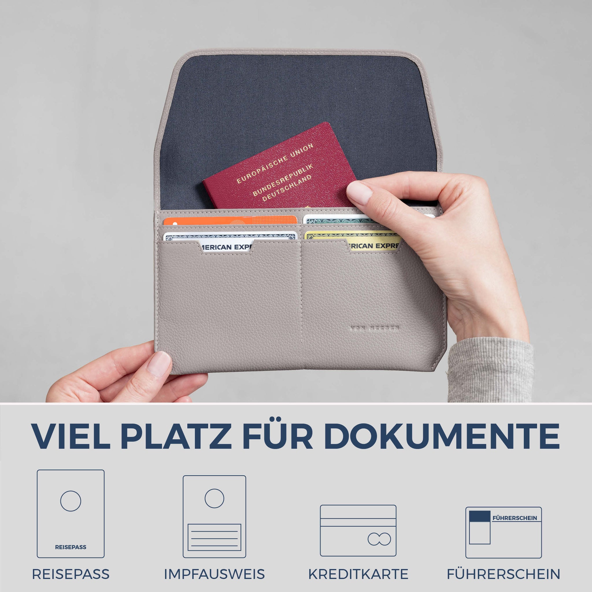 Reisepasshülle mit RFID-Schutz & 4 Kartenfächer (Genarbt)
