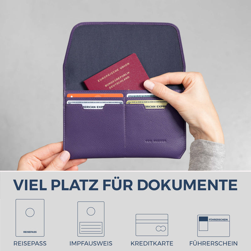 Reisepasshülle mit RFID-Schutz & 4 Kartenfächer (Genarbt)