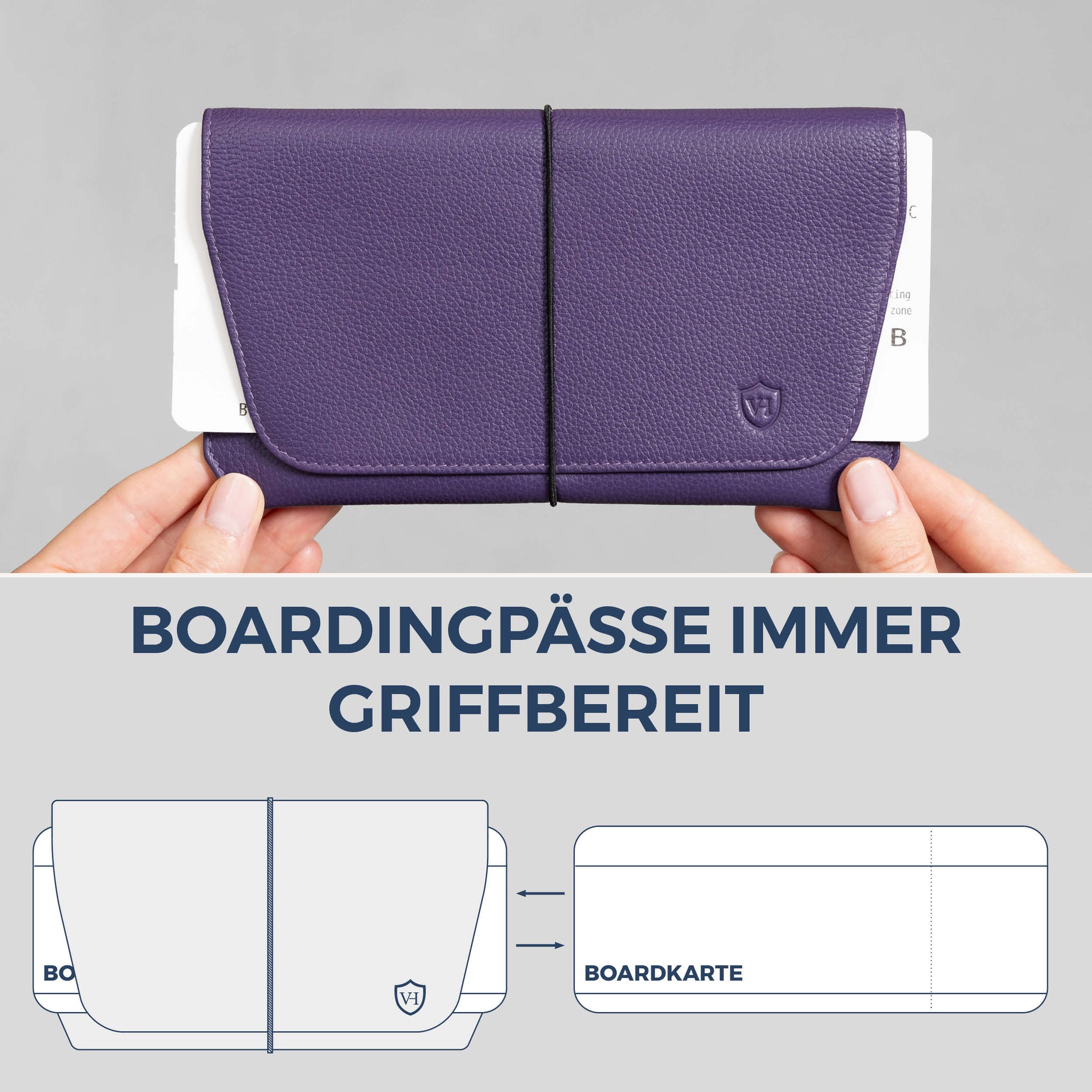 Reisepasshülle mit RFID-Schutz & 4 Kartenfächer (Genarbt)