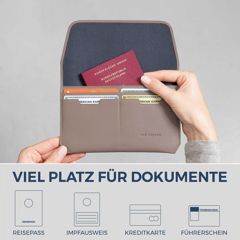 Reisepasshülle mit RFID-Schutz & 4 Kartenfächer (Genarbt)