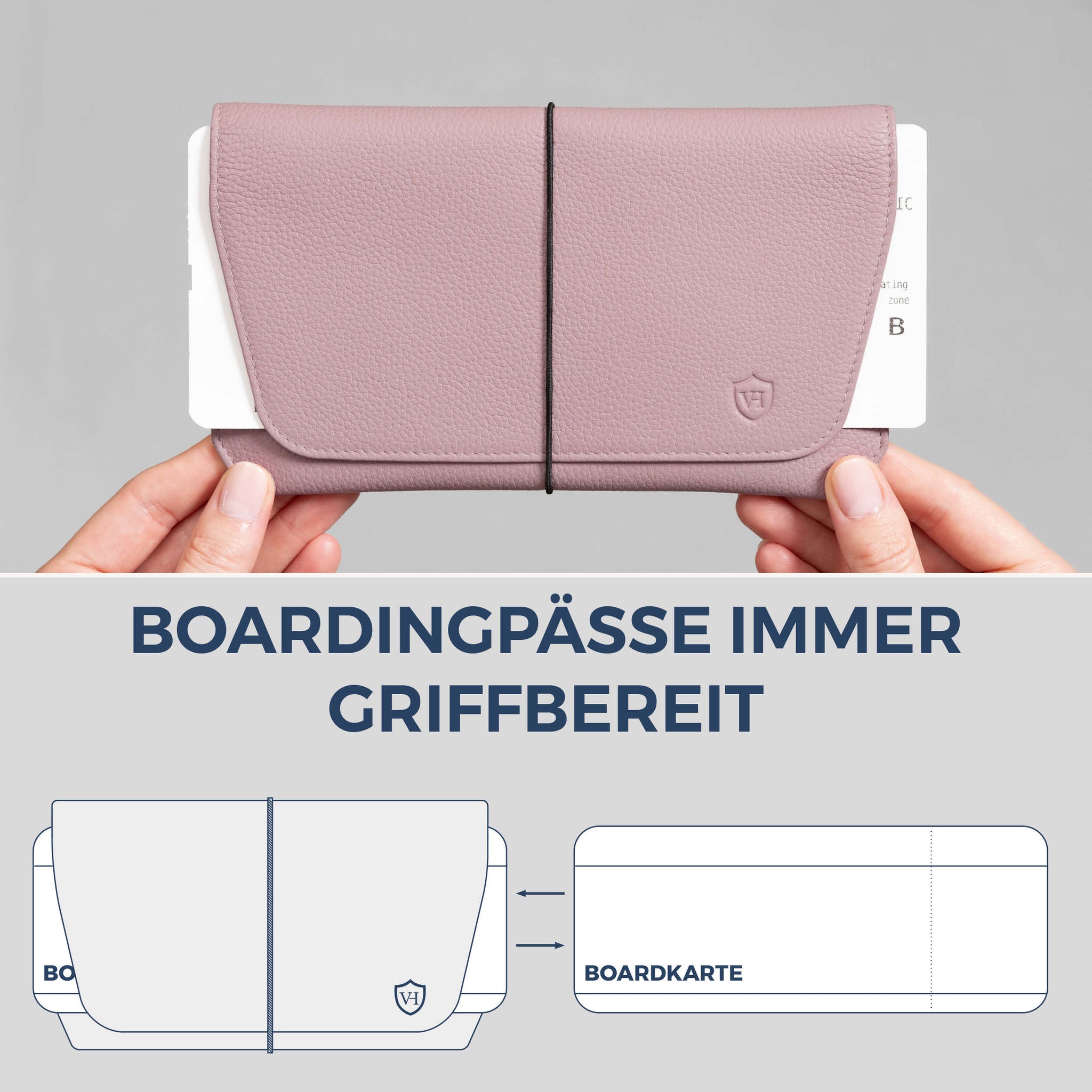Reisepasshülle mit RFID-Schutz & 4 Kartenfächer (Genarbt)