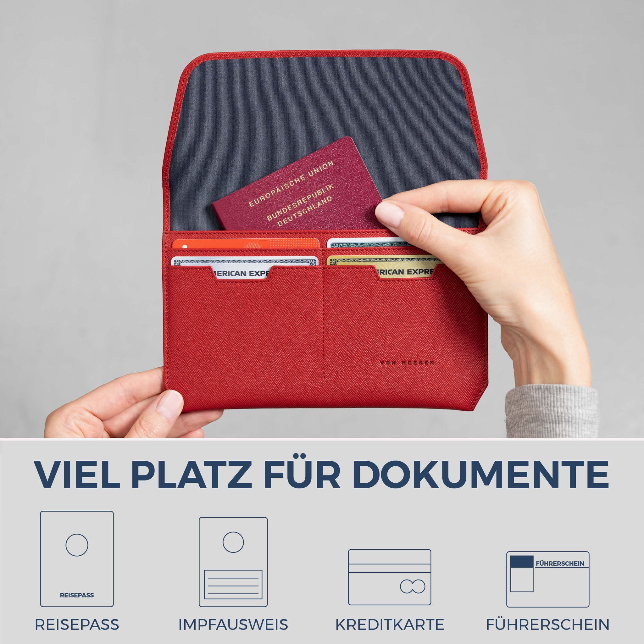 Reisepasshülle mit RFID-Schutz & 4 Kartenfächer (Saffiano)