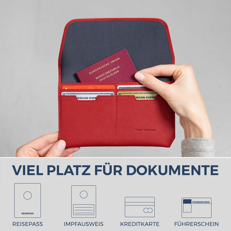 Reisepasshülle mit RFID-Schutz & 4 Kartenfächer (Saffiano)