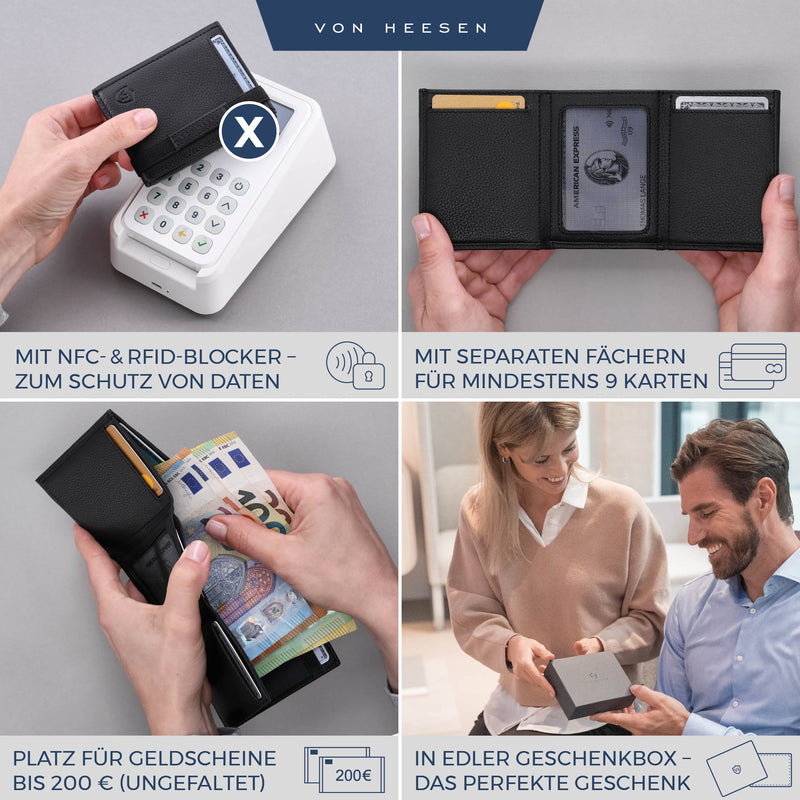 Slim Wallet mit RFID-Schutz und 6 Kartenfächer