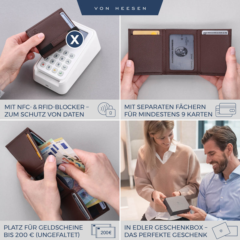 Slim Wallet mit RFID-Schutz und 6 Kartenfächer