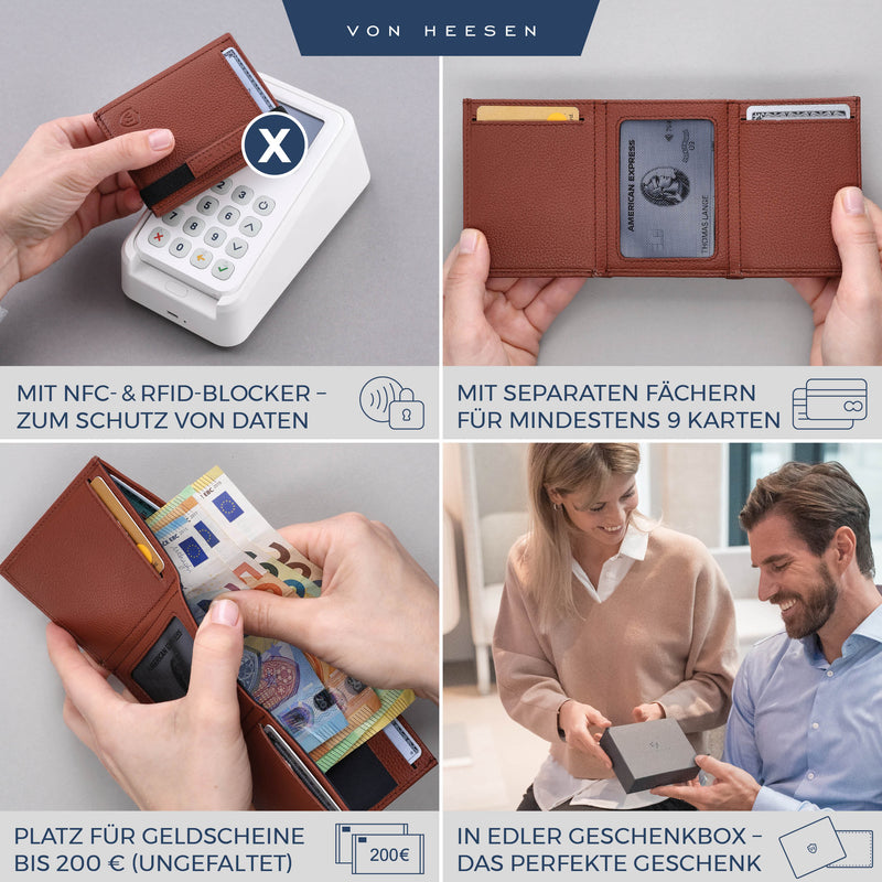 Slim Wallet mit RFID-Schutz und 6 Kartenfächer