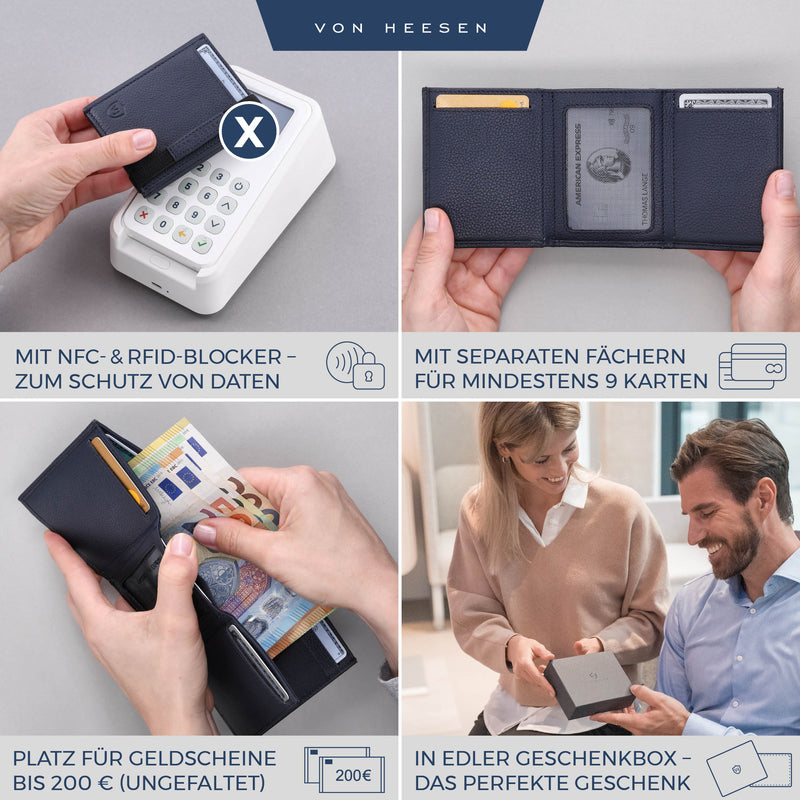Slim Wallet mit RFID-Schutz und 6 Kartenfächer