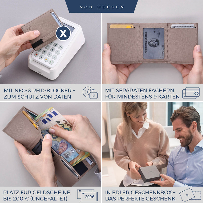 Slim Wallet mit RFID-Schutz und 6 Kartenfächer