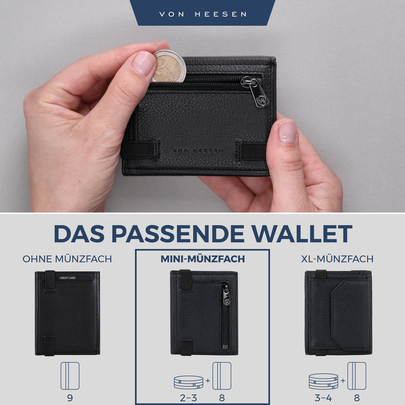 Slim Wallet mit RFID-Schutz, 5 Kartenfächer und Mini-Münzfach
