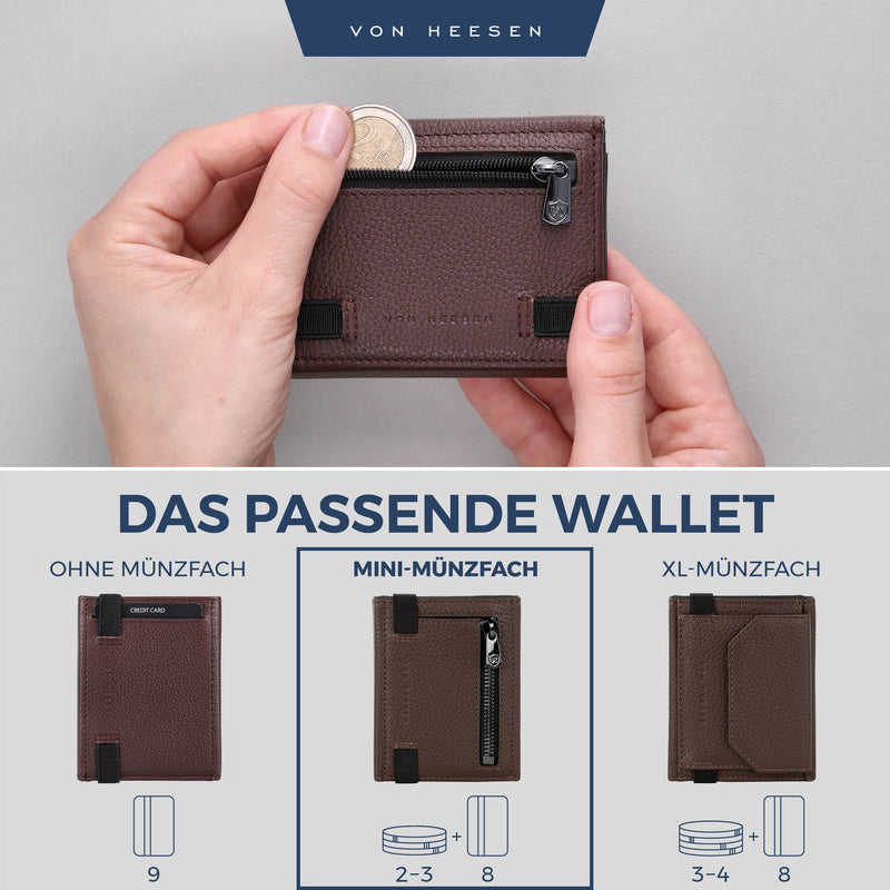 Slim Wallet mit RFID-Schutz, 5 Kartenfächer und Mini-Münzfach
