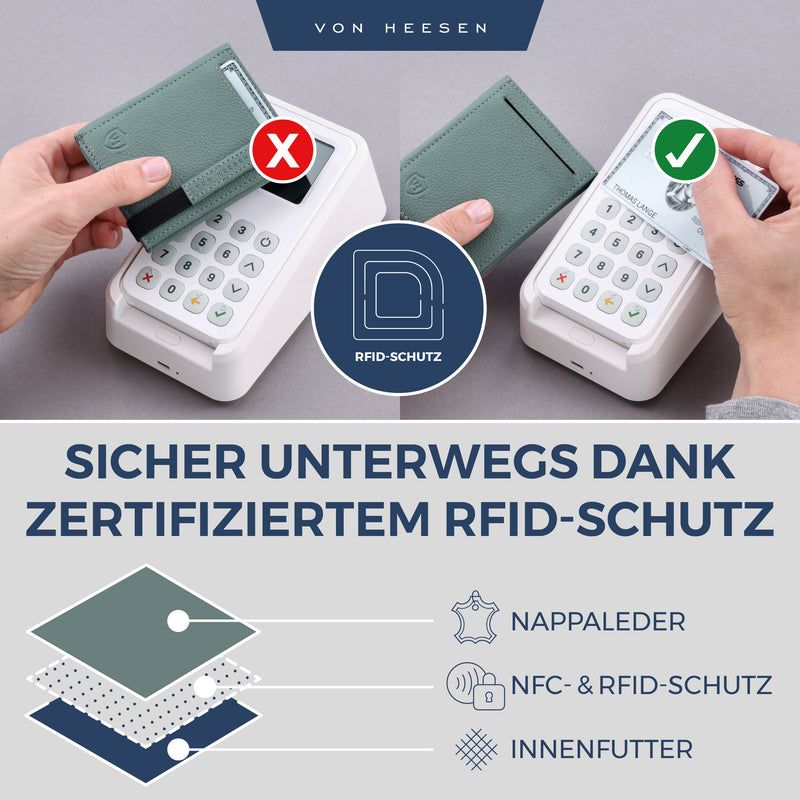 Slim Wallet mit RFID-Schutz, 5 Kartenfächer und XL-Münzfach