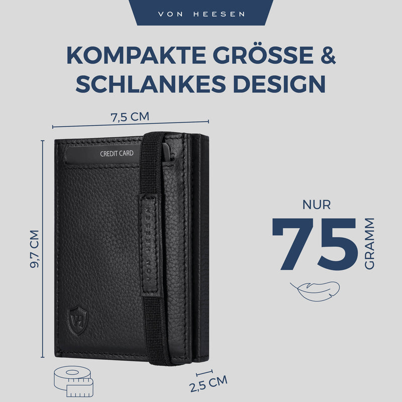 Slim Wallet mit RFID-Schutz, 5 Kartenfächer und XL-Münzfach