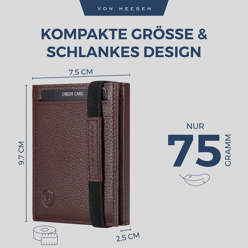 Slim Wallet mit RFID-Schutz, 5 Kartenfächer und XL-Münzfach