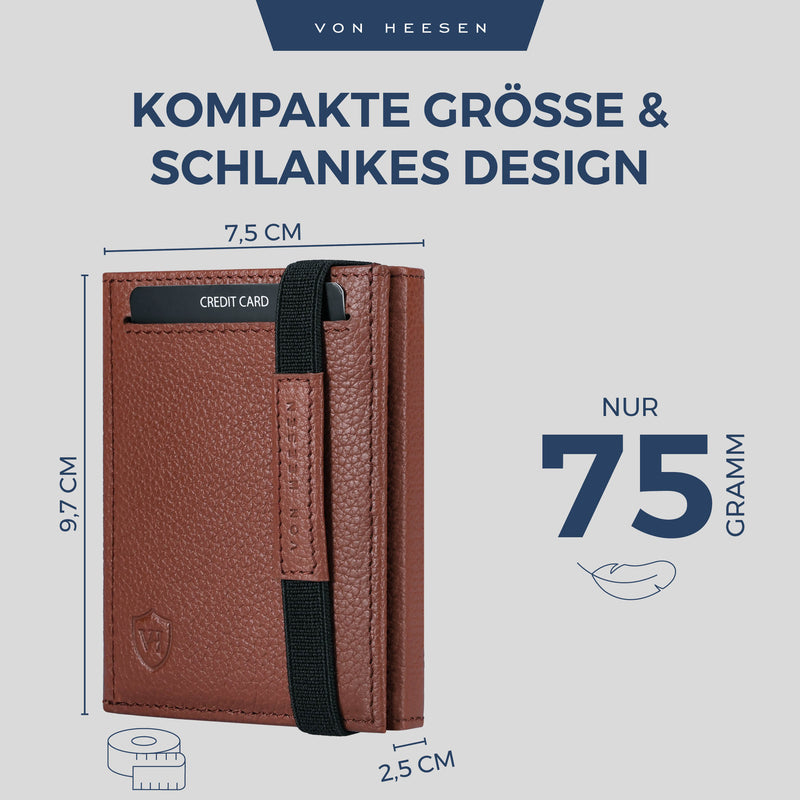 Slim Wallet mit RFID-Schutz, 5 Kartenfächer und XL-Münzfach