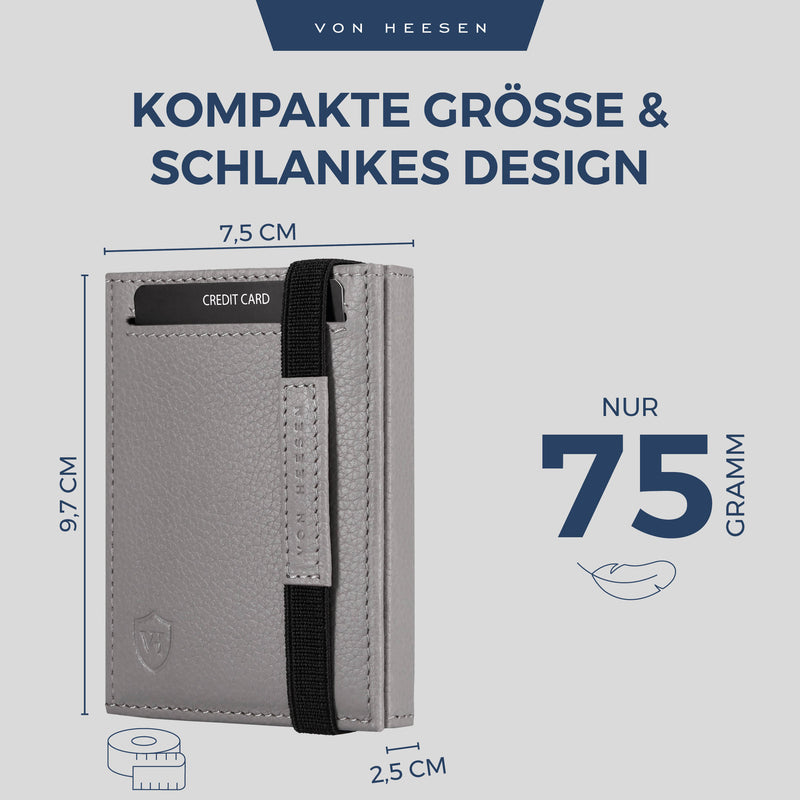Slim Wallet mit RFID-Schutz, 5 Kartenfächer und XL-Münzfach