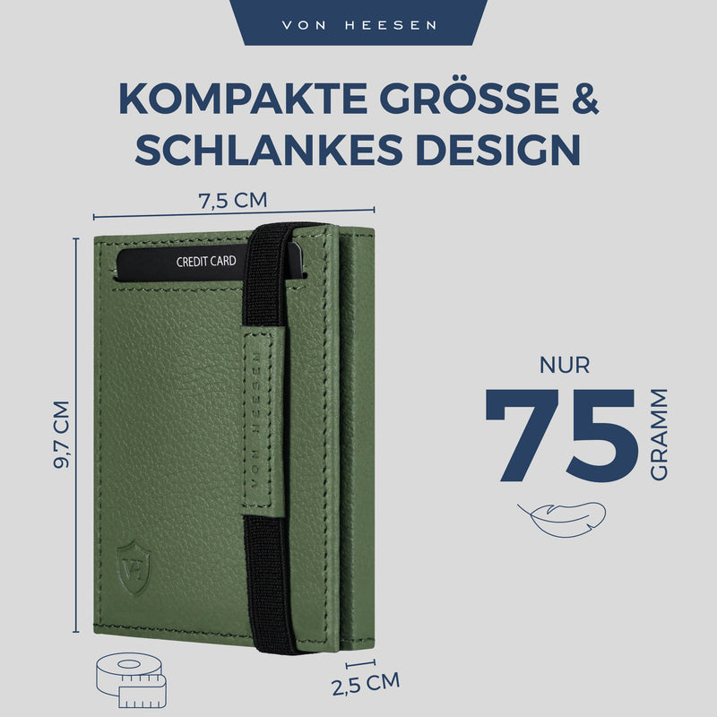 Slim Wallet mit RFID-Schutz, 5 Kartenfächer und XL-Münzfach