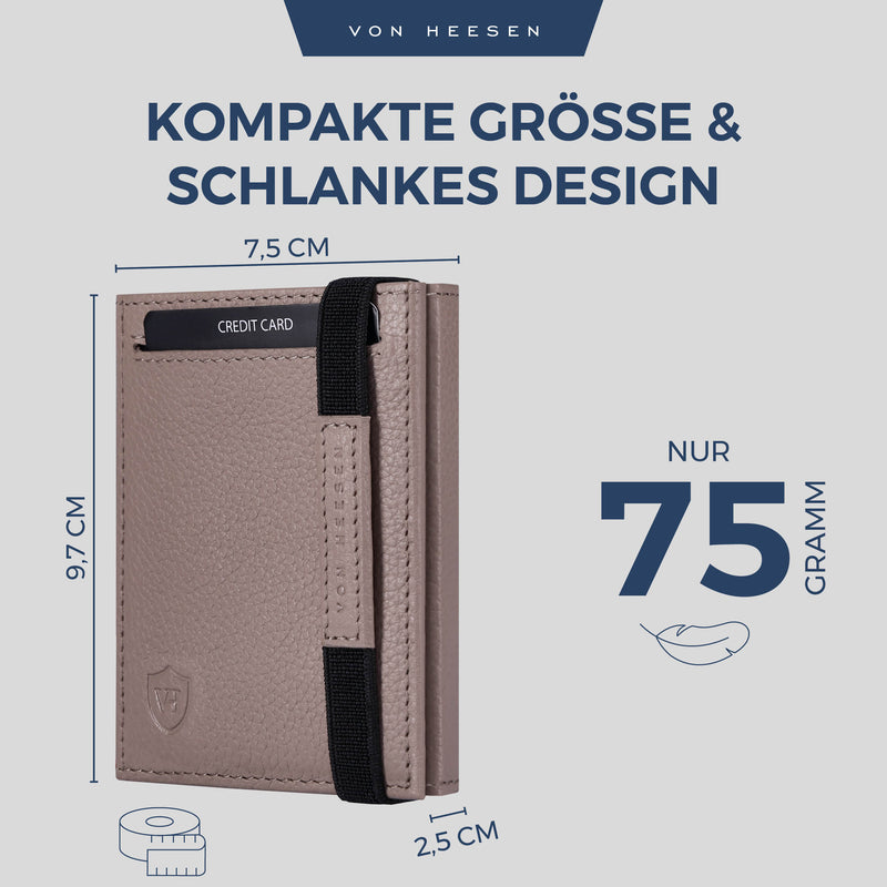 Slim Wallet mit RFID-Schutz, 5 Kartenfächer und XL-Münzfach