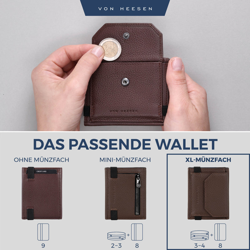 Slim Wallet mit RFID-Schutz, 5 Kartenfächer und XL-Münzfach