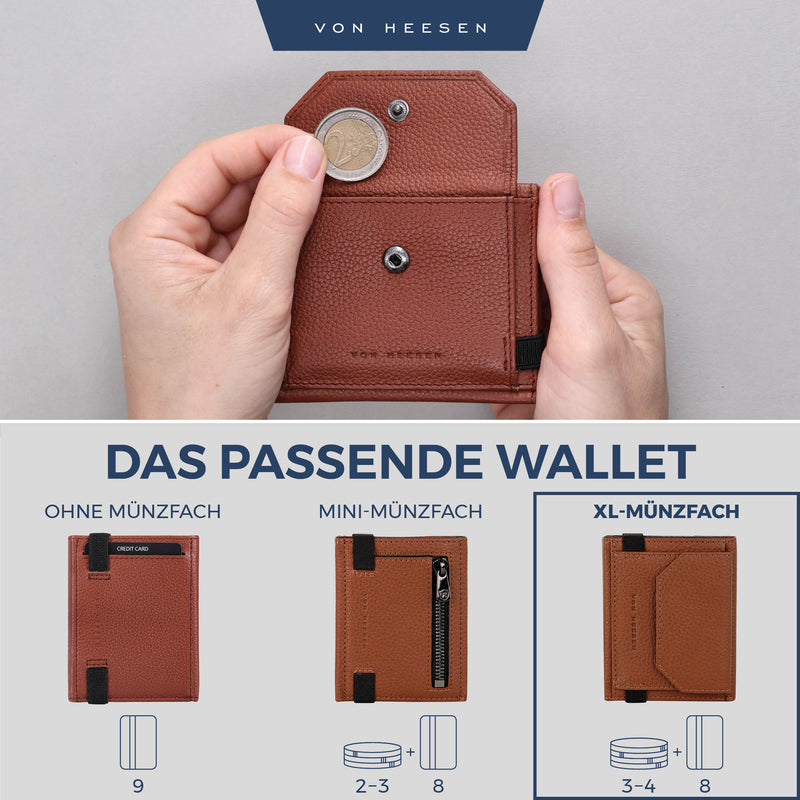 Slim Wallet mit RFID-Schutz, 5 Kartenfächer und XL-Münzfach