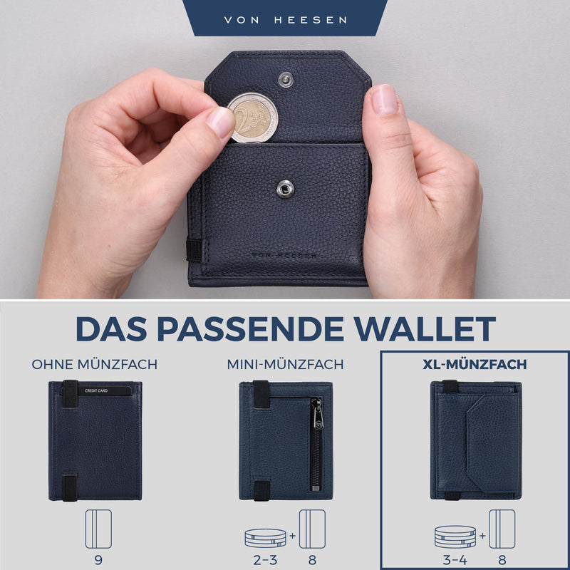 Slim Wallet mit RFID-Schutz, 5 Kartenfächer und XL-Münzfach