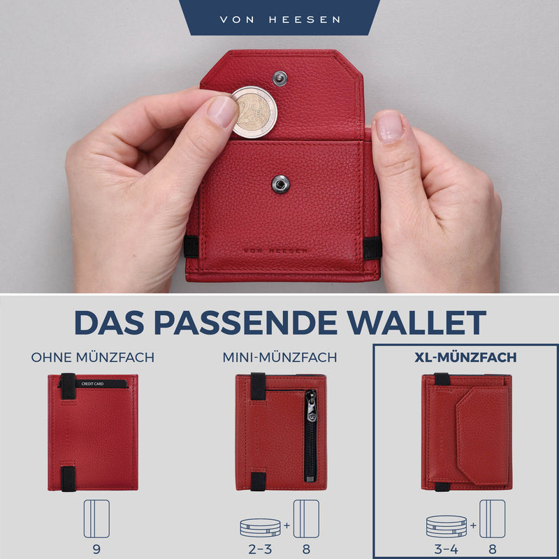 Slim Wallet mit RFID-Schutz, 5 Kartenfächer und XL-Münzfach
