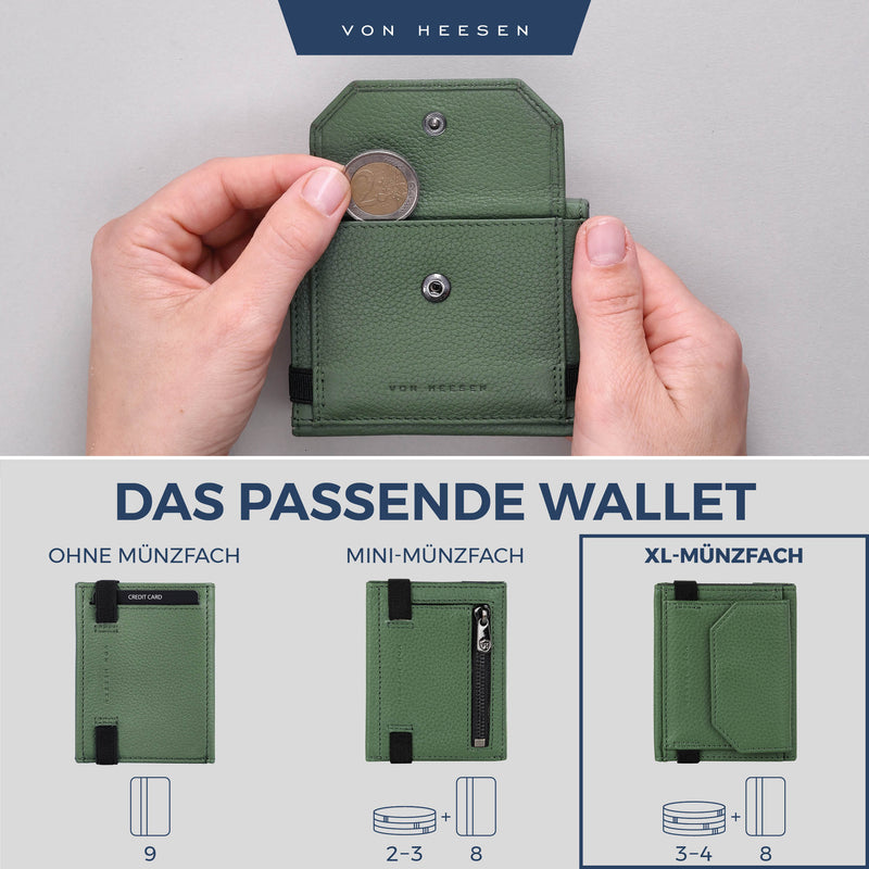 Slim Wallet mit RFID-Schutz, 5 Kartenfächer und XL-Münzfach