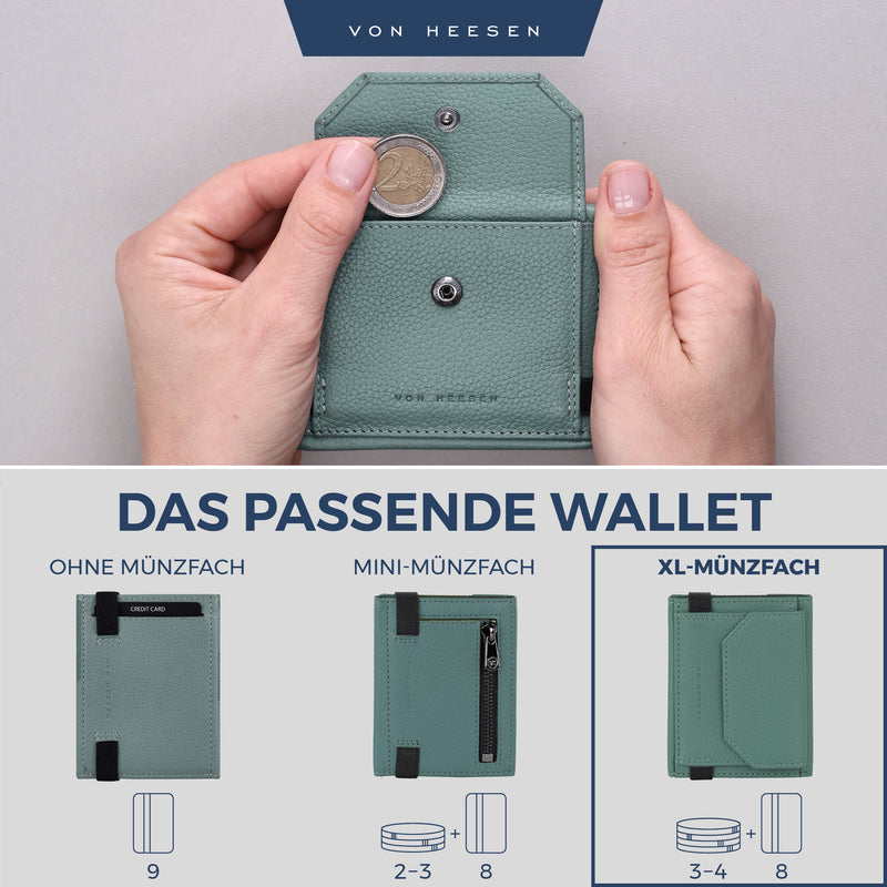 Slim Wallet mit RFID-Schutz, 5 Kartenfächer und XL-Münzfach
