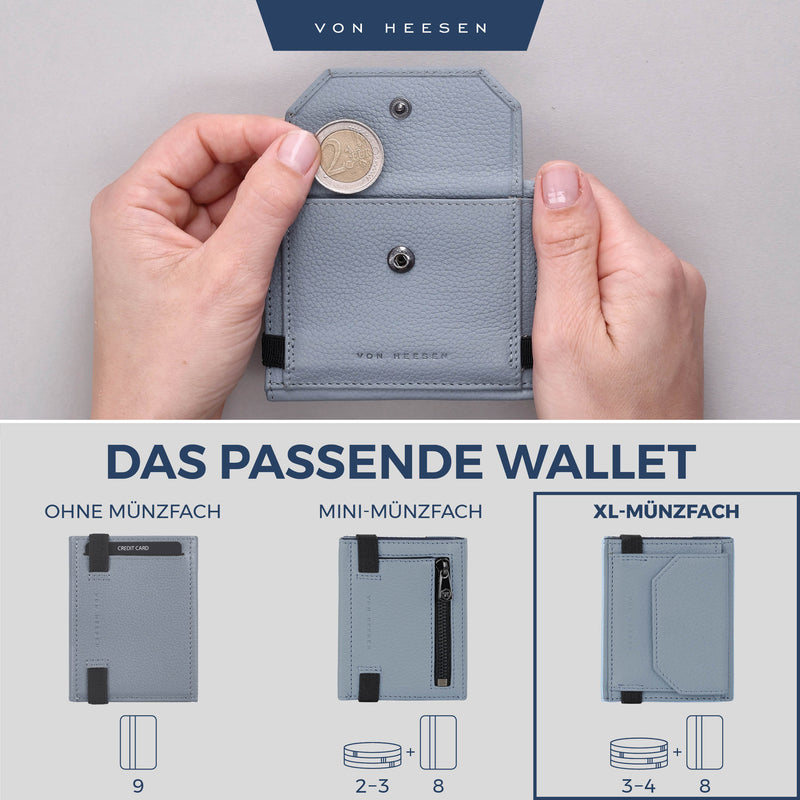 Slim Wallet mit RFID-Schutz, 5 Kartenfächer und XL-Münzfach