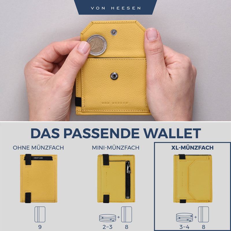 Slim Wallet mit RFID-Schutz, 5 Kartenfächer und XL-Münzfach