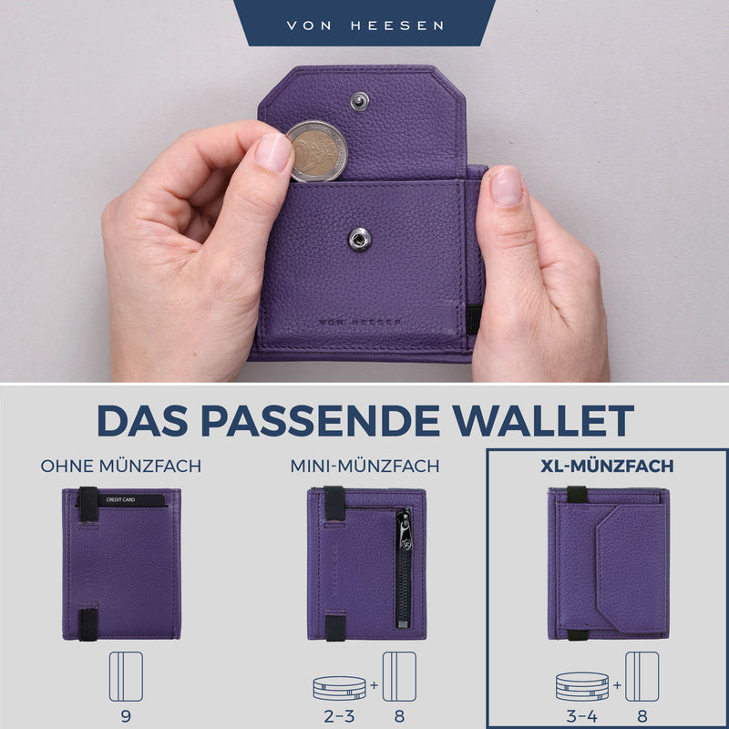 Slim Wallet mit RFID-Schutz, 5 Kartenfächer und XL-Münzfach